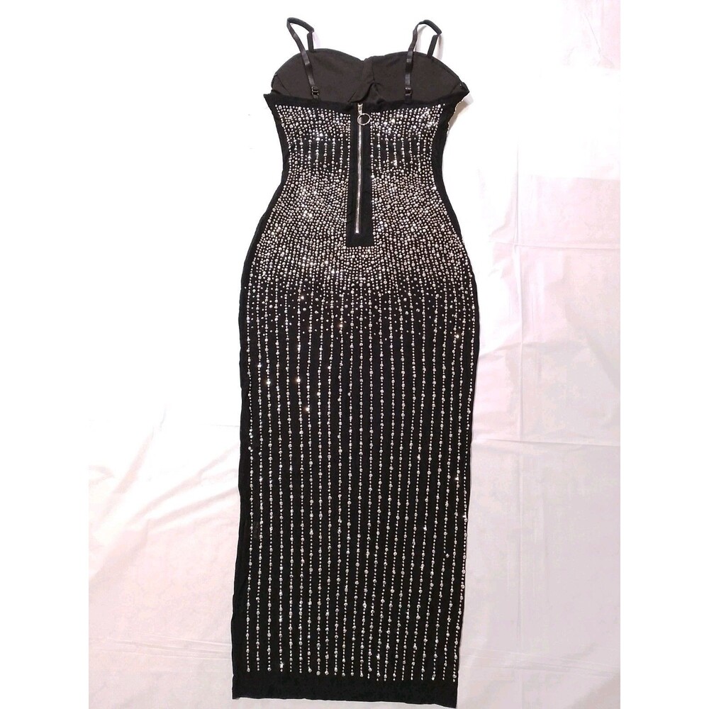 Bodycon Midi Dress with Rhinestone - Picture 6 of 9